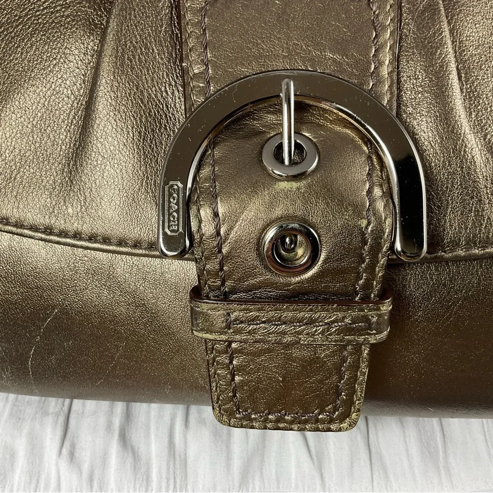 Coach Metallic Leather Hobo Shoulder Bag | Gold Bronz - Picture 5 of 16